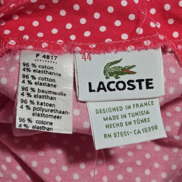 Lacoste Pink Polka Dot A Line Cotton Stretch Midi Swing Skirt Size 44 US 14 - Picture 5 of 7
